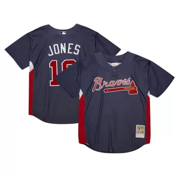 Men's Atlanta Braves Chipper Jones Mitchell & Ness Navy Cooperstown Collection 2007 Batting Practice Jersey Men's Atlanta Braves Chipper Jones Mitchell & Ness Navy Cooperstown Collection 2007 Batting Practice Jersey