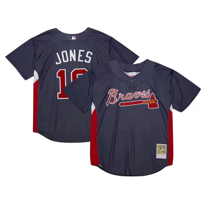 Men's Atlanta Braves Chipper Jones Mitchell & Ness Navy Cooperstown Collection 2007 Batting Practice Jersey Men's Atlanta Braves Chipper Jones Mitchell & Ness Navy Cooperstown Collection 2007 Batting Practice Jersey
