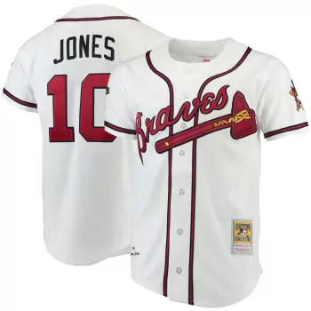 Men's Atlanta Braves Chipper Jones Mitchell & Ness White Authentic Jersey Men's Atlanta Braves Chipper Jones Mitchell & Ness White Authentic Jersey