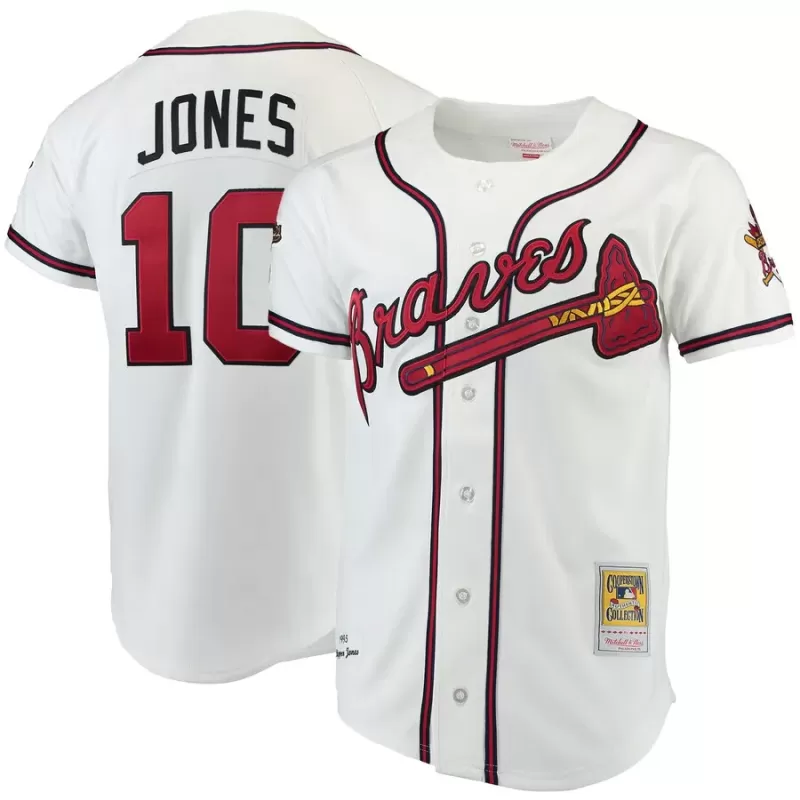 Men's Atlanta Braves Chipper Jones Mitchell & Ness White Authentic Jersey Men's Atlanta Braves Chipper Jones Mitchell & Ness White Authentic Jersey