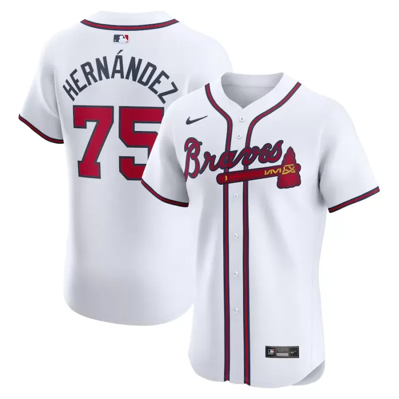Men's Atlanta Braves Daysbel Hernandez Nike White Home Elite Player Jersey Men's Atlanta Braves Daysbel Hernandez Nike White Home Elite Player Jersey