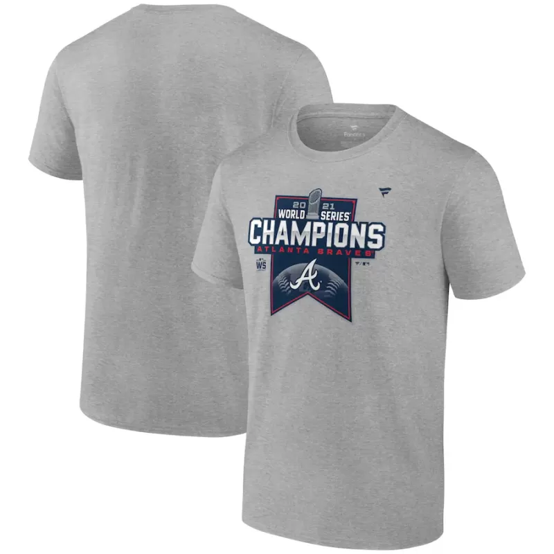 Men's Atlanta Braves Fanatics Heathered Gray 2021 World Series Champions Locker Room T-Shirt Men's Atlanta Braves Fanatics Heathered Gray 2021 World Series Champions Locker Room T-Shirt