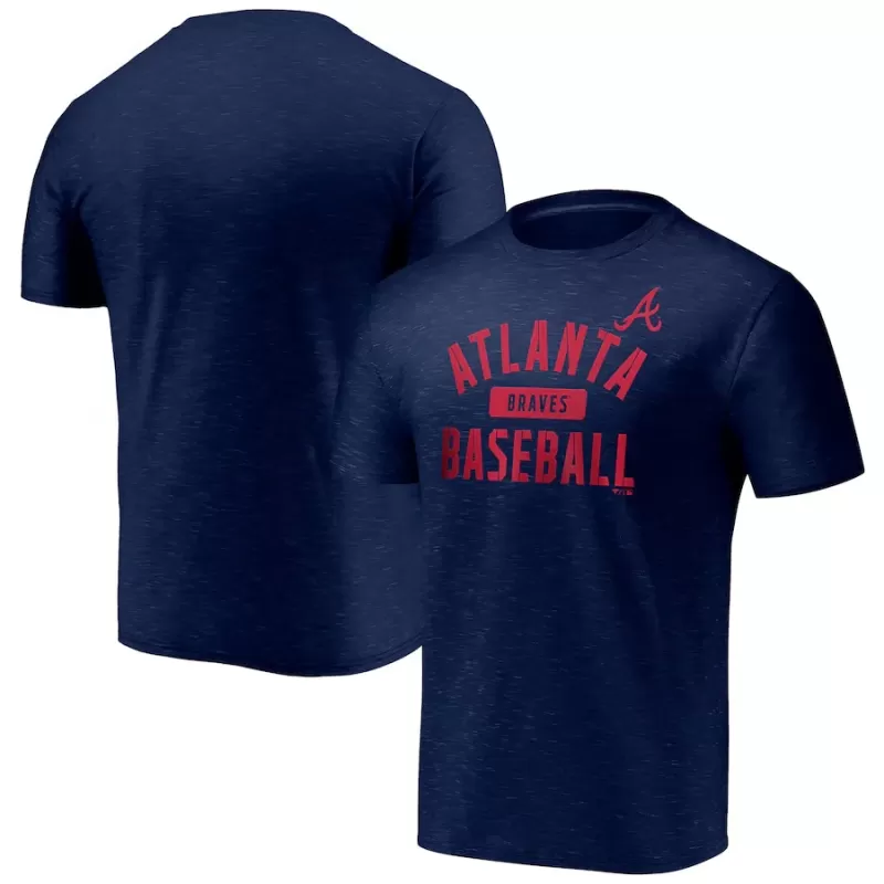 Men's Atlanta Braves Fanatics Navy Primary Pill Space Dye T-Shirt Men's Atlanta Braves Fanatics Navy Primary Pill Space Dye T-Shirt