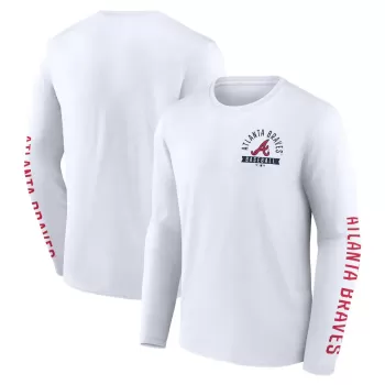 Men's Atlanta Braves Fanatics White Press Box Long Sleeve T-Shirt Men's Atlanta Braves Fanatics White Press Box Long Sleeve T-Shirt