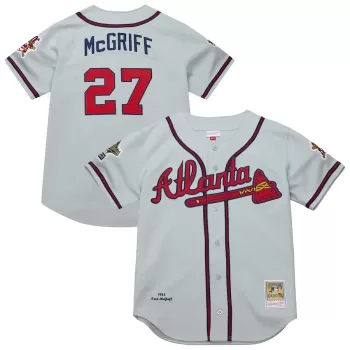 Men's Atlanta Braves Fred McGriff Mitchell & Ness Gray 1995 Throwback Authentic Jersey
