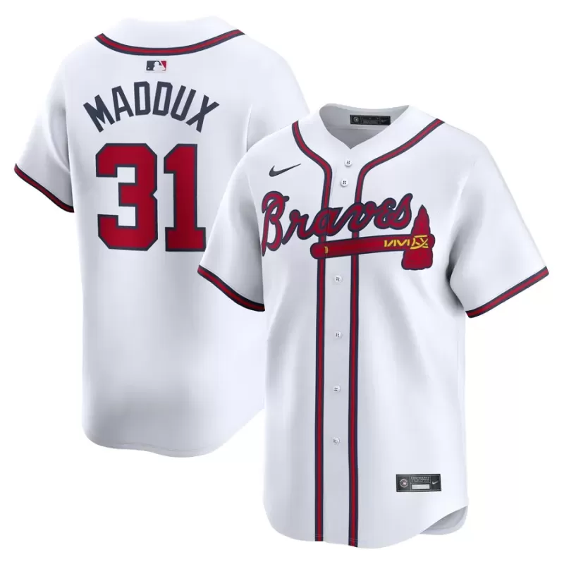 Men's Atlanta Braves Greg Maddux Nike White Home Limited Player Jersey Men's Atlanta Braves Greg Maddux Nike White Home Limited Player Jersey