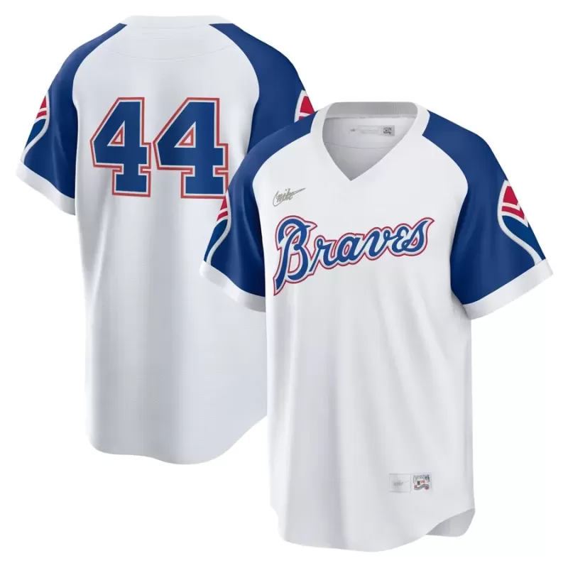 Men's Atlanta Braves Hank Aaron Nike White Home Cooperstown Collection Player Jersey Men's Atlanta Braves Hank Aaron Nike White Home Cooperstown Collection Player Jersey