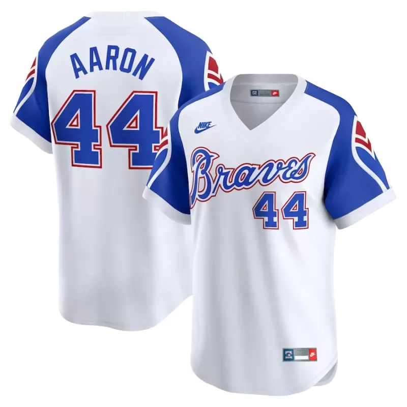 Men's Atlanta Braves Hank Aaron Nike White Throwback Cooperstown Limited Jersey Men's Atlanta Braves Hank Aaron Nike White Throwback Cooperstown Limited Jersey