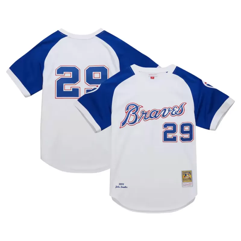 Men's Atlanta Braves John Smoltz Mitchell & Ness White 2004 Cooperstown Collection Authentic Throwback Jersey Men's Atlanta Braves John Smoltz Mitchell & Ness White 2004 Cooperstown Collection Authentic Throwback Jersey