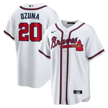 Men's Atlanta Braves Marcell Ozuna Nike White Home Replica Jersey