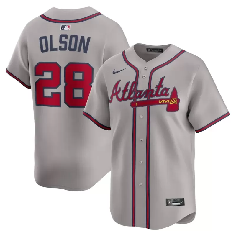 Men's Atlanta Braves Matt Olson Nike Gray Road Limited Player Jersey Men's Atlanta Braves Matt Olson Nike Gray Road Limited Player Jersey