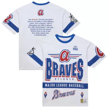 Men's Atlanta Braves Mitchell & Ness White Cooperstown Collection Team Origins Premium T-Shirt Men's Atlanta Braves Mitchell & Ness White Cooperstown Collection Team Origins Premium T-Shirt