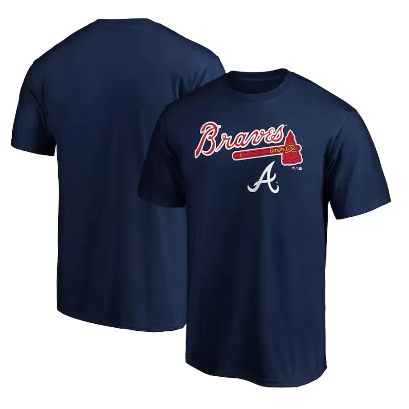 Men's Atlanta Braves Navy Team Lockup Logo T-Shirt Men's Atlanta Braves Navy Team Lockup Logo T-Shirt