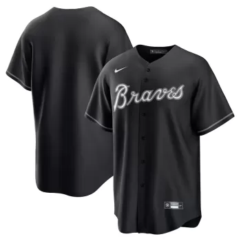 Men's Atlanta Braves Nike Black/White Official Replica Jersey