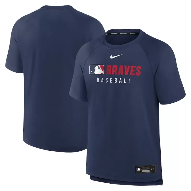 Men's Atlanta Braves Nike Navy Authentic Collection Pregame Raglan Performance T-Shirt Men's Atlanta Braves Nike Navy Authentic Collection Pregame Raglan Performance T-Shirt