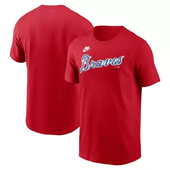 Men's Atlanta Braves Nike Red Cooperstown Wordmark T-Shirt Men's Atlanta Braves Nike Red Cooperstown Wordmark T-Shirt