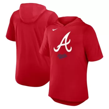Men's Atlanta Braves Nike Red Tri-Blend Hoodie T-Shirt