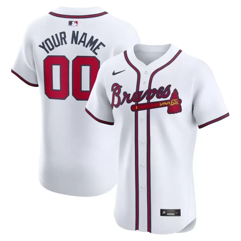 Men's Atlanta Braves Nike White Home Elite Custom Jersey Men's Atlanta Braves Nike White Home Elite Custom Jersey