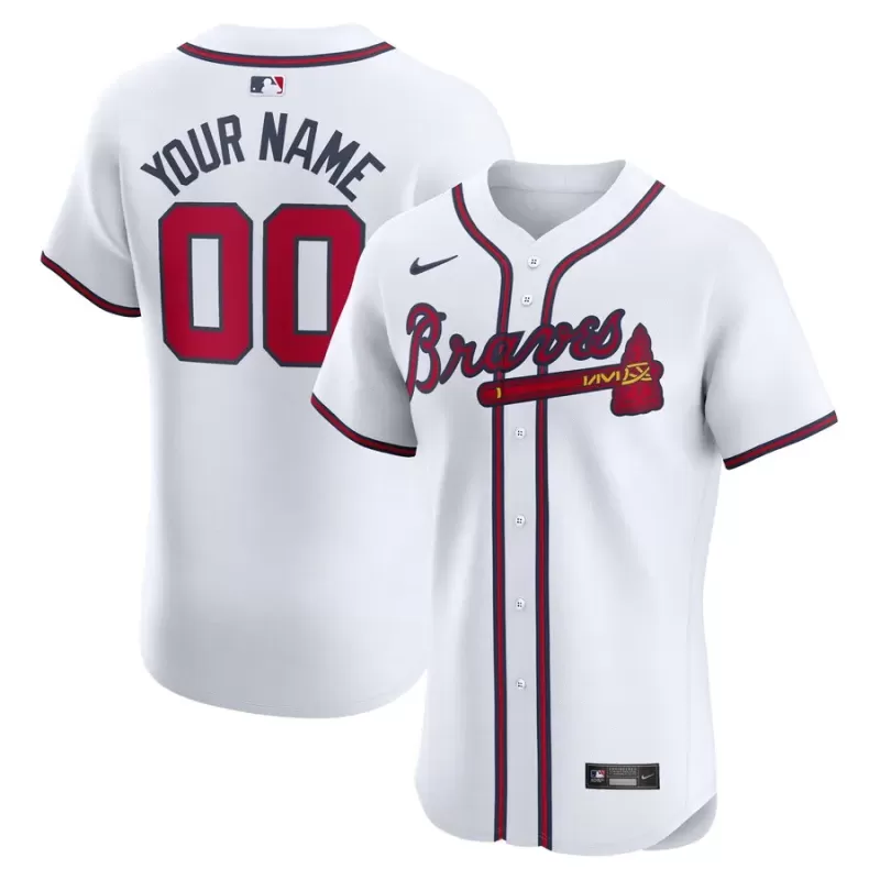 Men's Atlanta Braves Nike White Home Elite Custom Jersey Men's Atlanta Braves Nike White Home Elite Custom Jersey