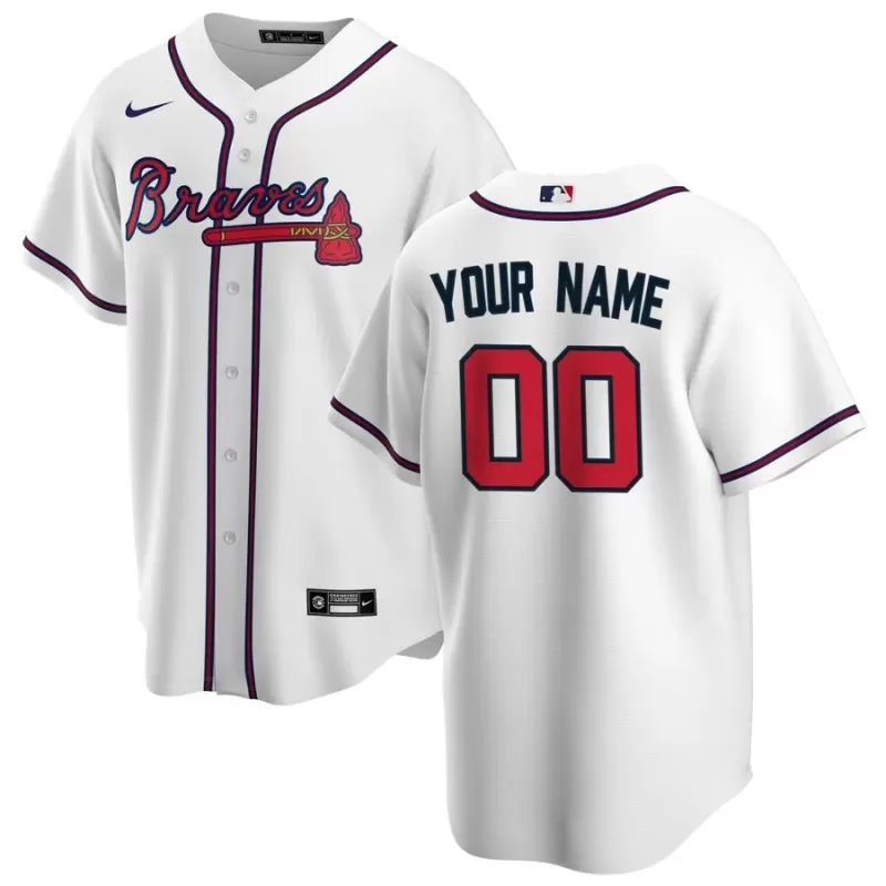 Men's Atlanta Braves Nike White Home Replica Custom Jersey Men's Atlanta Braves Nike White Home Replica Custom Jersey