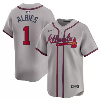 Men's Atlanta Braves Ozzie Albies Nike Gray Away Limited Player Jersey Men's Atlanta Braves Ozzie Albies Nike Gray Away Limited Player Jersey