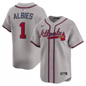 Men's Atlanta Braves Ozzie Albies Nike Gray Road Limited Player Jersey