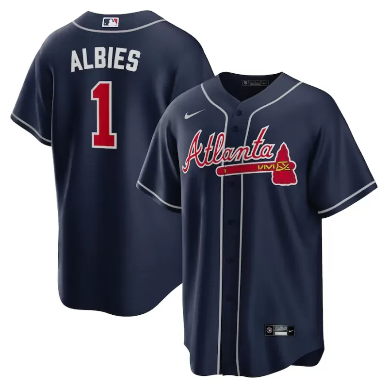 Men's Atlanta Braves Ozzie Albies Nike Navy Alternate Replica Player Name Jersey Men's Atlanta Braves Ozzie Albies Nike Navy Alternate Replica Player Name Jersey