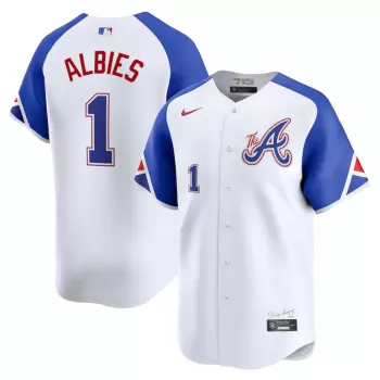 Men's Atlanta Braves Ozzie Albies Nike White City Connect Limited Player Jersey Men's Atlanta Braves Ozzie Albies Nike White City Connect Limited Player Jersey