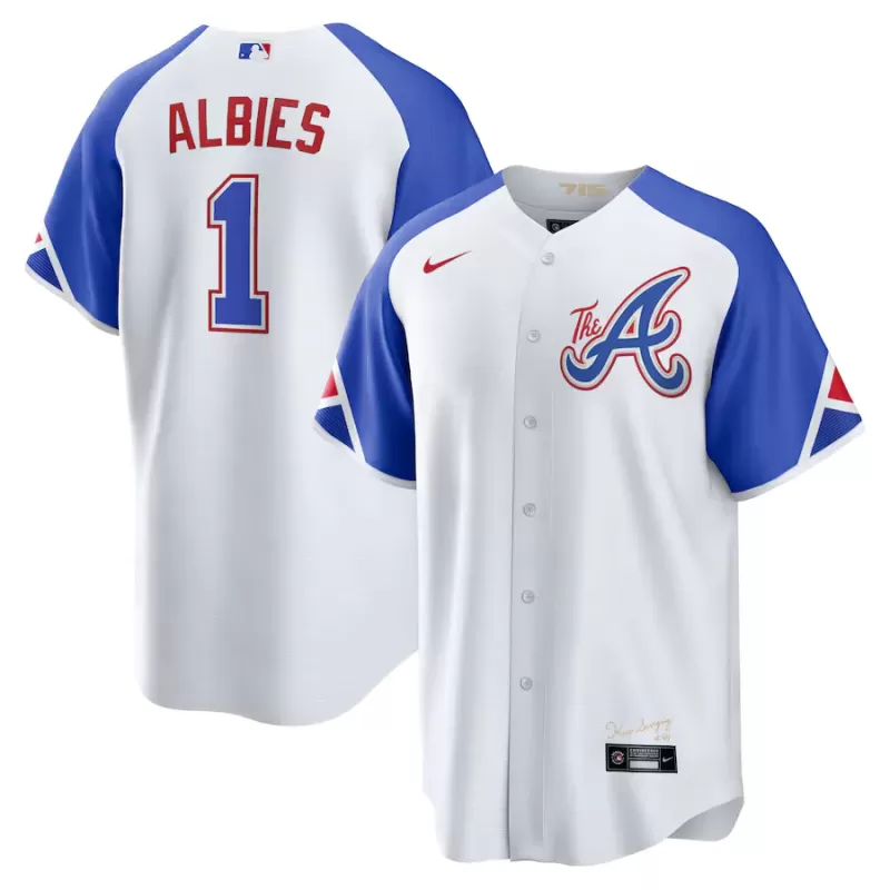 Men's Atlanta Braves Ozzie Albies Nike White City Connect Replica Player Jersey Men's Atlanta Braves Ozzie Albies Nike White City Connect Replica Player Jersey