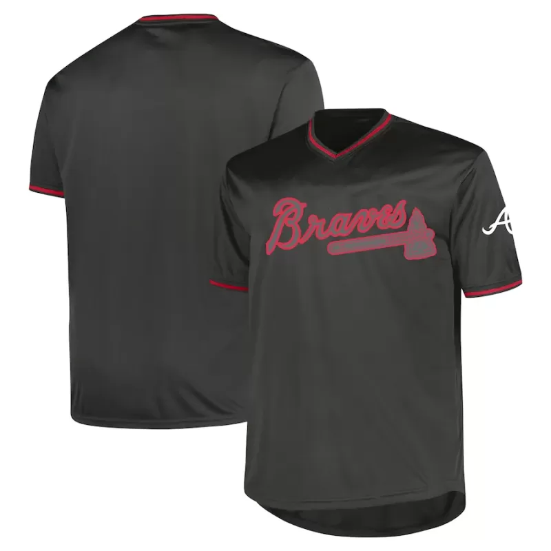 Men's Atlanta Braves Profile Charcoal Big & Tall Pop Fashion Jersey Men's Atlanta Braves Profile Charcoal Big & Tall Pop Fashion Jersey