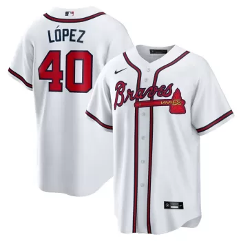 Men's Atlanta Braves Reynaldo Lopez Nike White Home Replica Jersey