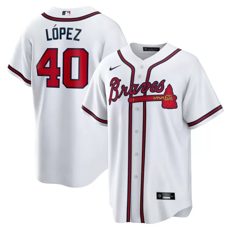 Men's Atlanta Braves Reynaldo Lopez Nike White Home Replica Jersey Men's Atlanta Braves Reynaldo Lopez Nike White Home Replica Jersey