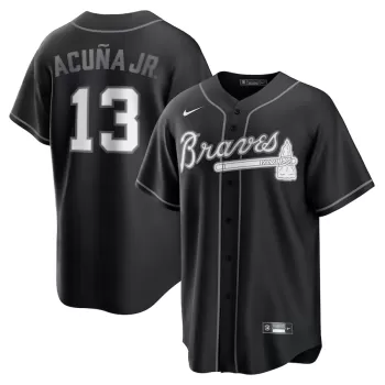 Men's Atlanta Braves Ronald Acuña Jr. Nike Black Lights Out Replica Player Jersey