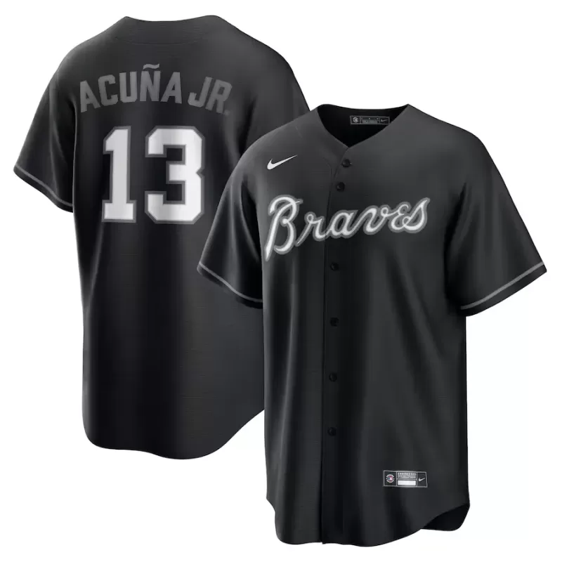 Men's Atlanta Braves Ronald Acuña Jr. Nike Black Official Replica Player Jersey Men's Atlanta Braves Ronald Acuña Jr. Nike Black Official Replica Player Jersey