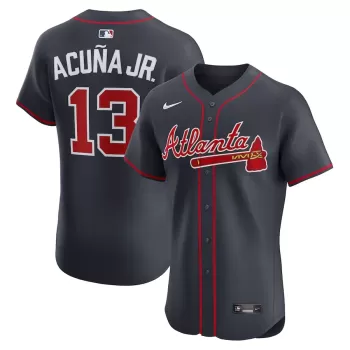 Men's Atlanta Braves Ronald Acuña Jr. Nike Navy Alternate Elite Jersey