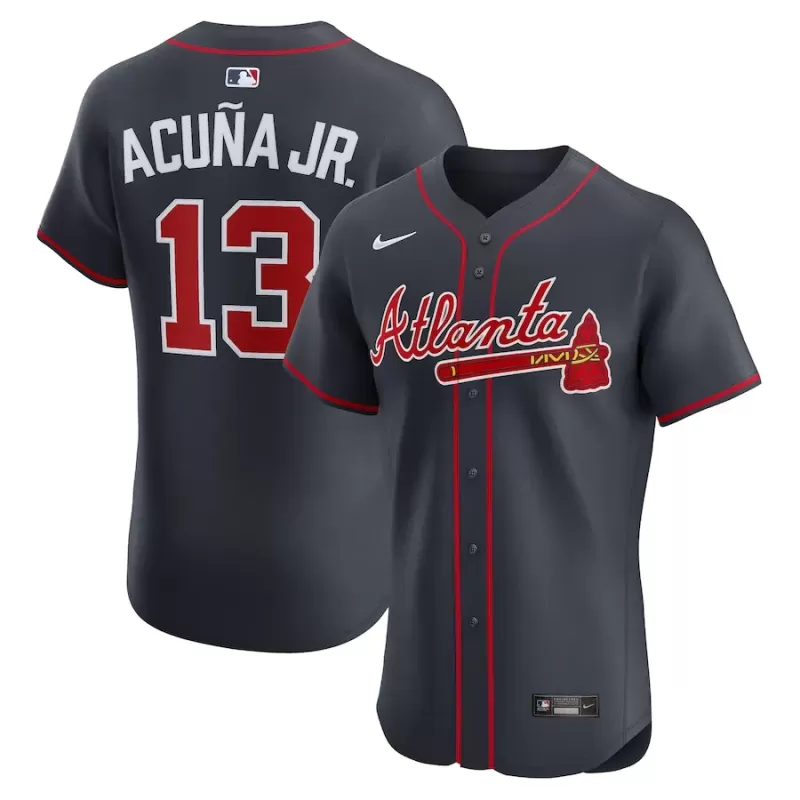 Men's Atlanta Braves Ronald Acuña Jr. Nike Navy Alternate Elite Jersey Men's Atlanta Braves Ronald Acuña Jr. Nike Navy Alternate Elite Jersey
