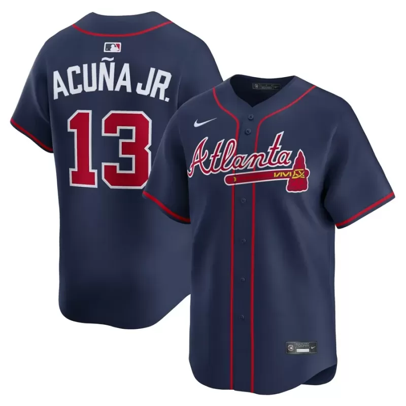 Men's Atlanta Braves Ronald Acuña Jr. Nike Navy Alternate Limited Jersey Men's Atlanta Braves Ronald Acuña Jr. Nike Navy Alternate Limited Jersey