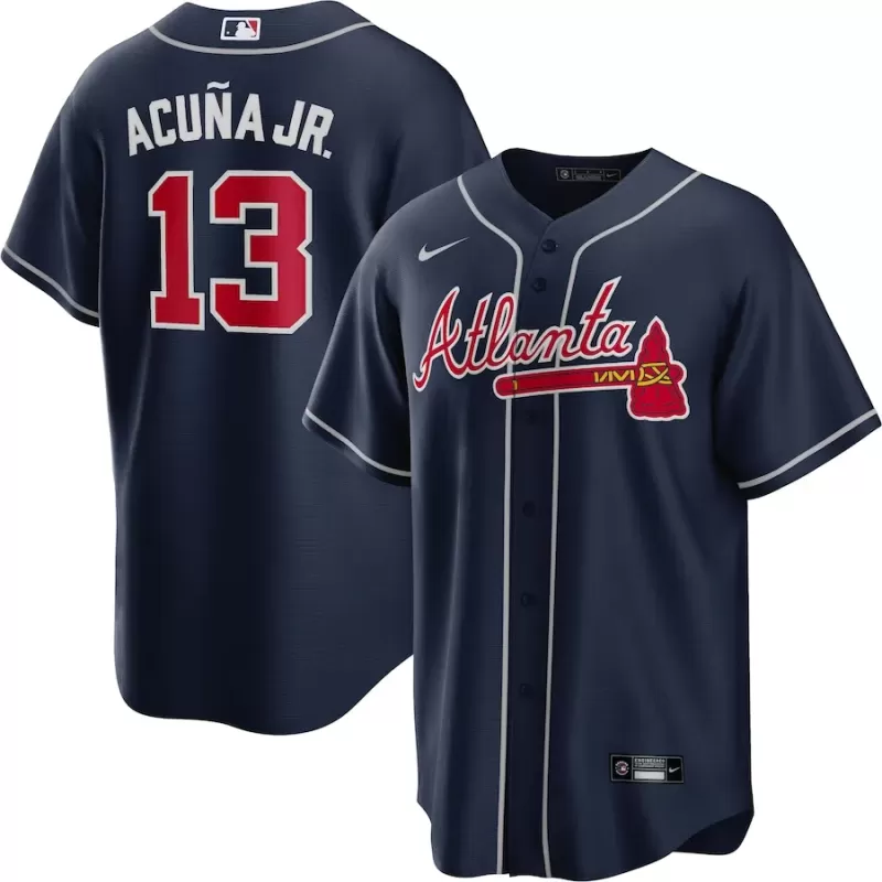 Men's Atlanta Braves Ronald Acuña Jr. Nike Navy Big & Tall Alternate Replica Player Jersey Men's Atlanta Braves Ronald Acuña Jr. Nike Navy Big & Tall Alternate Replica Player Jersey