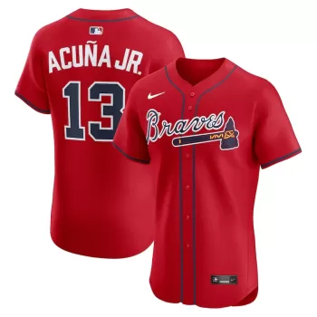 Men's Atlanta Braves Ronald Acuña Jr. Nike Red Alternate 2 Elite Jersey