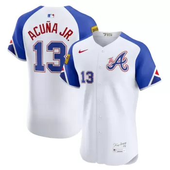 Men's Atlanta Braves Ronald Acuña Jr. Nike White City Connect Elite Jersey Men's Atlanta Braves Ronald Acuña Jr. Nike White City Connect Elite Jersey