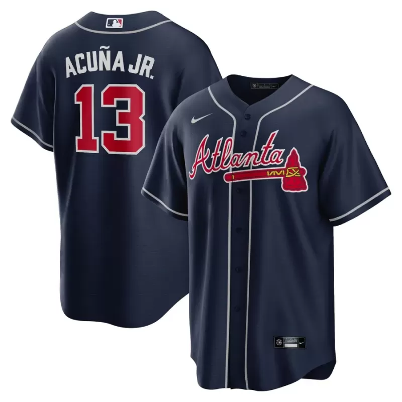 Men's Atlanta Braves Ronald Acuna Jr. Nike Navy Alternate Replica Player Name Jersey Men's Atlanta Braves Ronald Acuna Jr. Nike Navy Alternate Replica Player Name Jersey