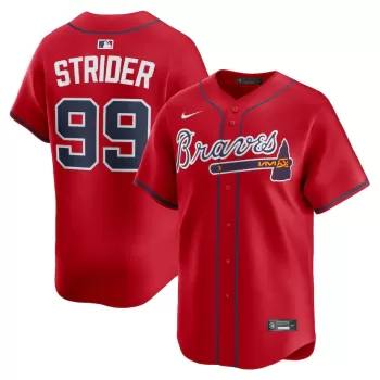 Men's Atlanta Braves Spencer Strider Nike Red Alternate Limited Player Jersey Men's Atlanta Braves Spencer Strider Nike Red Alternate Limited Player Jersey