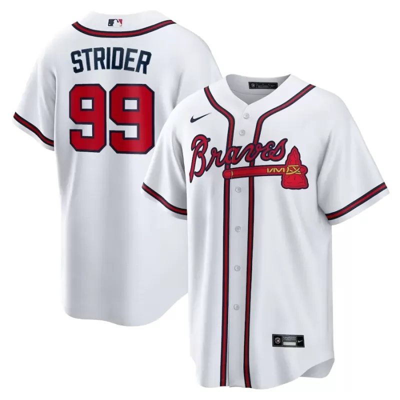 Men's Atlanta Braves Spencer Strider Nike White Replica Player Jersey Men's Atlanta Braves Spencer Strider Nike White Replica Player Jersey