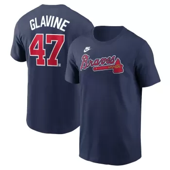 Men's Atlanta Braves Tom Glavine Nike Navy Fuse Name & Number T-Shirt Men's Atlanta Braves Tom Glavine Nike Navy Fuse Name & Number T-Shirt