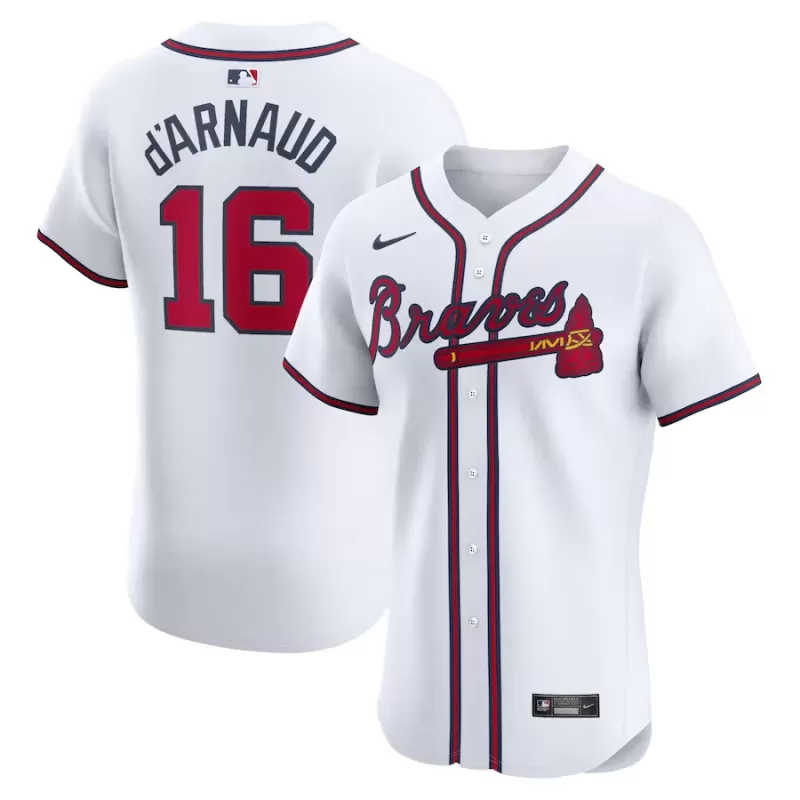 Men's Atlanta Braves Travis d'Arnaud Nike White Home Elite Player Jersey Men's Atlanta Braves Travis d'Arnaud Nike White Home Elite Player Jersey