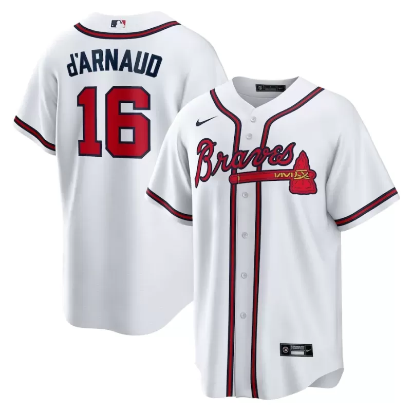 Men's Atlanta Braves Travis d'Arnaud Nike White Home Official Replica Player Jersey Men's Atlanta Braves Travis d'Arnaud Nike White Home Official Replica Player Jersey