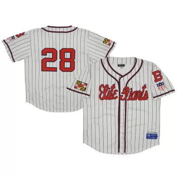 Men's Baltimore Elite Giants #28 Rings & Crwns Cream Mesh Button-Down Replica Jersey Men's Baltimore Elite Giants #28 Rings & Crwns Cream Mesh Button-Down Replica Jersey