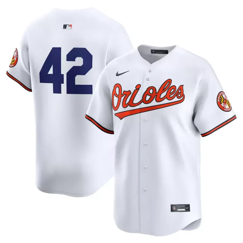 Men's Baltimore Orioles Nike White 2024 Jackie Robinson Day Home Limited Jersey Men's Baltimore Orioles Nike White 2024 Jackie Robinson Day Home Limited Jersey