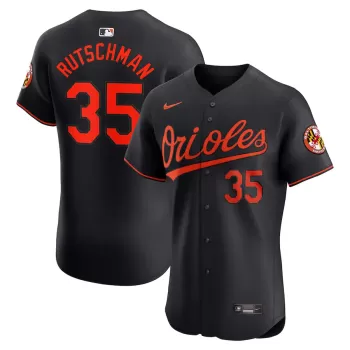 Men's Baltimore Orioles Adley Rutschman Nike Black Alternate Elite Player Jersey