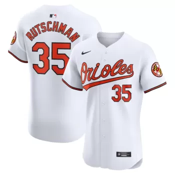 Men's Baltimore Orioles Adley Rutschman Nike White Home Elite Jersey